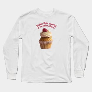 Vanilla Cupcake with Whipped Cream And Raspberry Long Sleeve T-Shirt